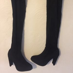 Over Knee Black Suede Boots